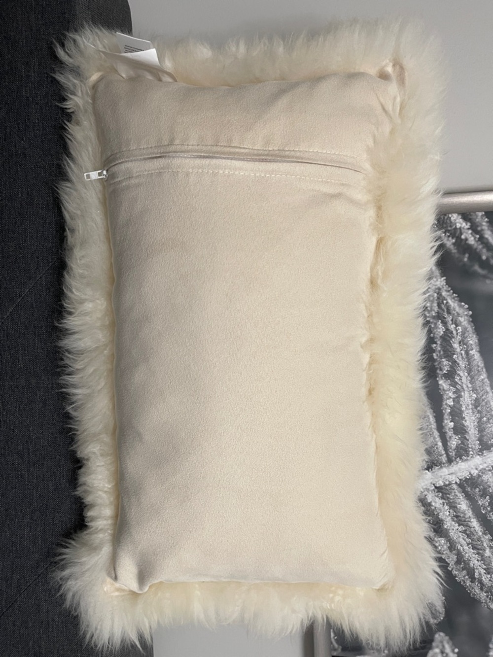 ‼️FINAL SALE‼️Australian Sheepskin Cream Faux Fur Decorative Pillow | Natural - Picture 2 of 5